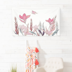 Waterverf bloemen spandoek
