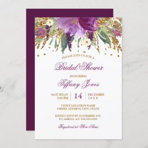 Waterverf Bloemen Sparkling Amethist Vrijgezellenf Kaart