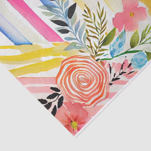 Waterverf Bloemen Speels Whimsical Roze Decoupage Tissuepapier (Detail)