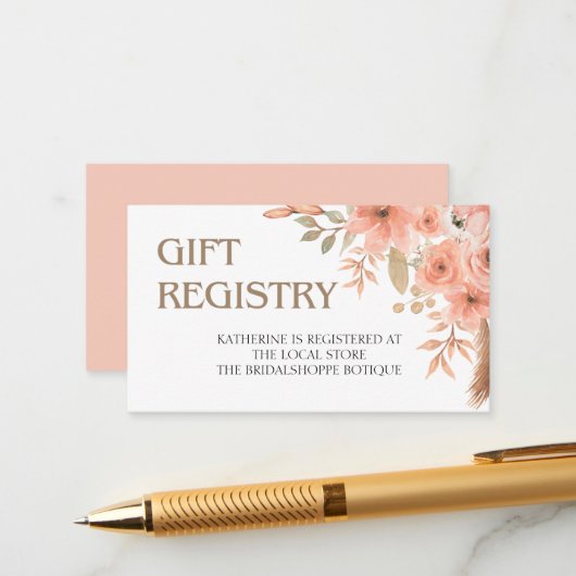  Waterverf Bloemen Spring Gift Registry Informatiekaartje (Voorkant / Achterkant in situ)