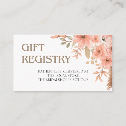  Waterverf Bloemen Spring Gift Registry Informatiekaartje (Voorkant)