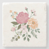 Waterverf bloemen stenen onderzetter (Voorkant)