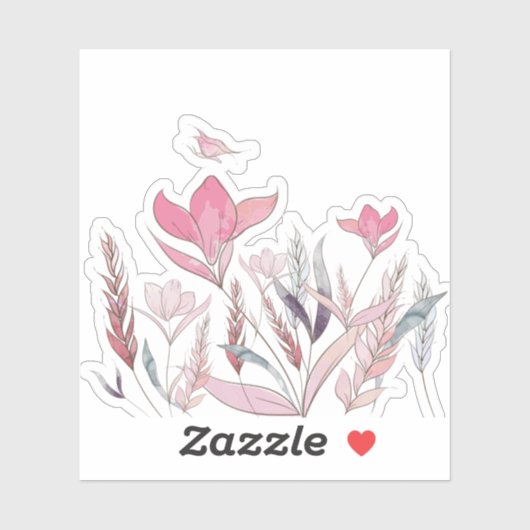 Waterverf bloemen sticker (Vel)
