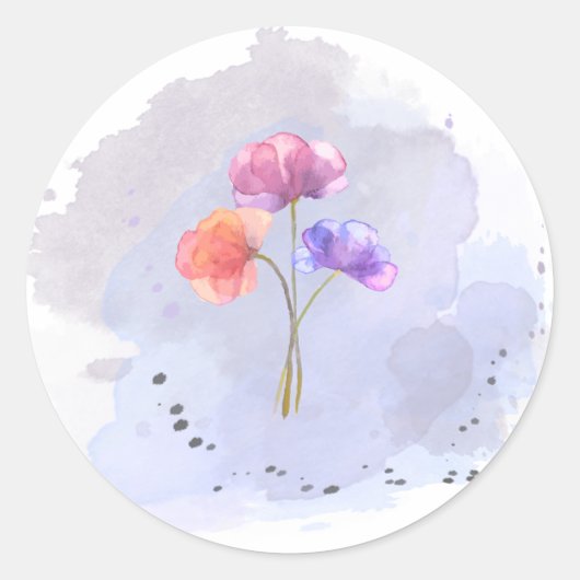 Waterverf Bloemen Sticker (Voorkant)