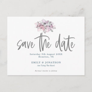 Waterverf Bloemen Stijlvol script Save the date Briefkaart