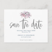 Waterverf Bloemen Stijlvol script Save the date Briefkaart (Voorkant)