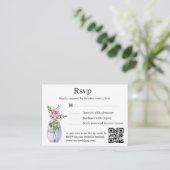 waterverf Bloemen Stijlvolle Bruiloft RSVP QR Code Informatiekaartje (Staand voorkant)