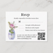 waterverf Bloemen Stijlvolle Bruiloft RSVP QR Code Informatiekaartje (Voorkant)