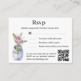 waterverf Bloemen Stijlvolle Bruiloft RSVP QR Code Informatiekaartje