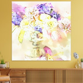 *~ Waterverf Bloemen Stilleven Bloemen AP56 Canvas Afdruk (Insitu (Woonkamer))