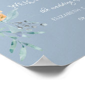 Waterverf Bloemen Stofblauw Poster (Hoek)
