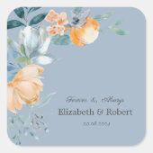 Waterverf Bloemen Stofblauw Vierkante Sticker (Voorkant)