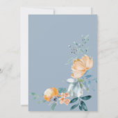 Waterverf Bloemen Stoffig Blauw Bruiloft Kaart (Achterkant)