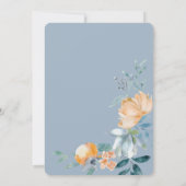 Waterverf Bloemen Stoffig Blauw Bruiloft Kaart (Achterkant)