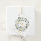 Waterverf Bloemen Stoffig Blauw Goud Kerstcadeau Bedankjes Labels (In situ)