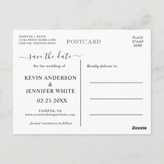 Waterverf Bloemen stoffig blauw Save the Date Briefkaart (Achterkant)