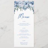 Waterverf Bloemen Stoffig Blauw Vrijgezellenfeest Menu (Voorkant)