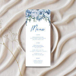 Waterverf Bloemen Stoffig Blauw Vrijgezellenfeest Menu