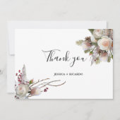 Waterverf Bloemen stoffige roze bruiloft Bedankkaart (Voorkant)