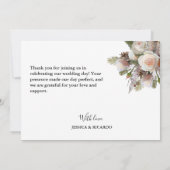 Waterverf Bloemen stoffige roze bruiloft Bedankkaart (Achterkant)