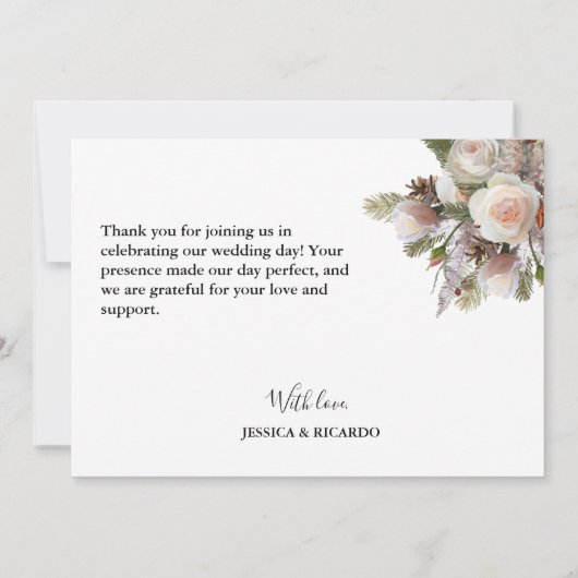 Waterverf Bloemen stoffige roze bruiloft Bedankkaart (Achterkant)