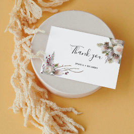 Waterverf Bloemen stoffige roze bruiloft Bedankkaart