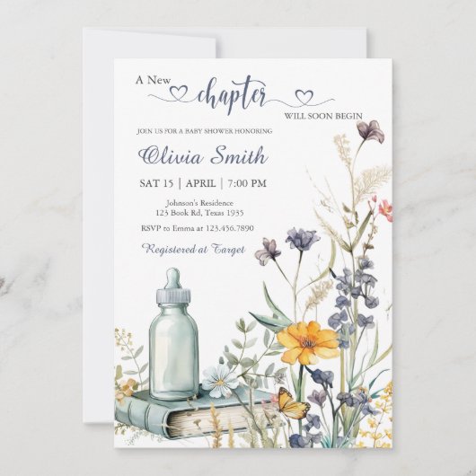 Waterverf Bloemen Storybook Boy Baby shower Kaart (Voorkant)