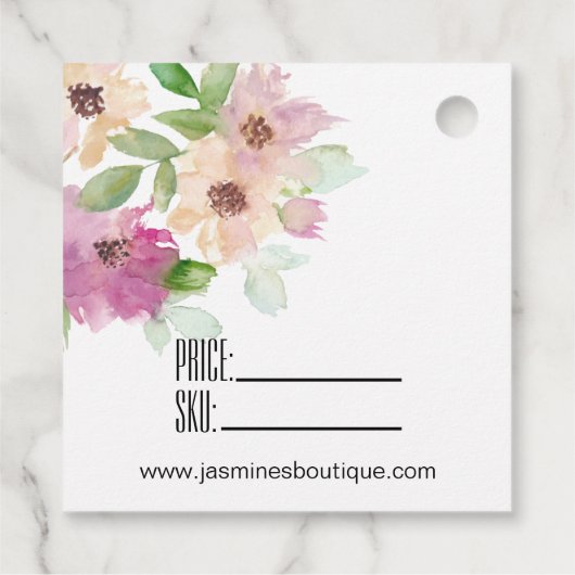 Waterverf Bloemen & Strepen Bedankjes Labels (Achterkant)