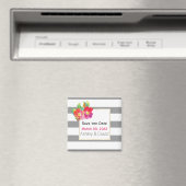 Waterverf bloemen, strepen bruiloft Opslaan Datum Magneet (Insitu (Vaatwasser))