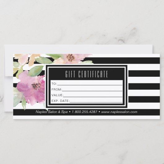 Waterverf bloemen & Stripes Cadeaucertificaat (Achterkant)