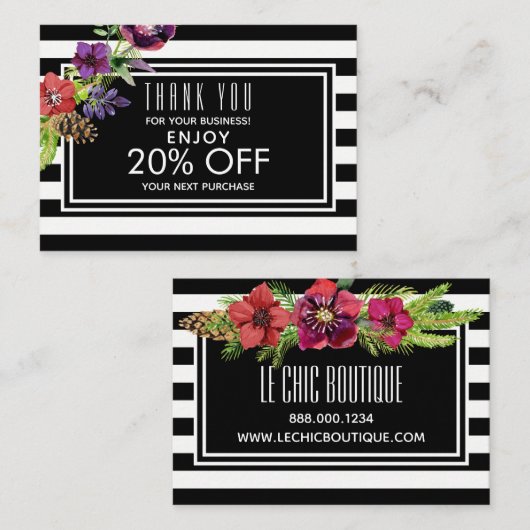 Waterverf bloemen & Stripes Holiday Korting (Voorkant / Achterkant)