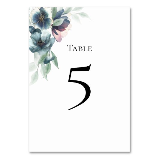 Waterverf bloemen Tafel Nummer Kaart (Voorkant)