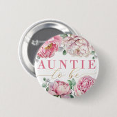 Waterverf Bloemen "Tante to Be" Baby shower Ronde Button 5,7 Cm (Voorkant /achterkant)