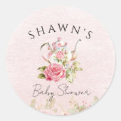 Waterverf Bloemen Tea Party Baby shower Ronde Sticker (Voorkant)