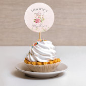 Waterverf Bloemen Tea Party Baby shower Ronde Sticker