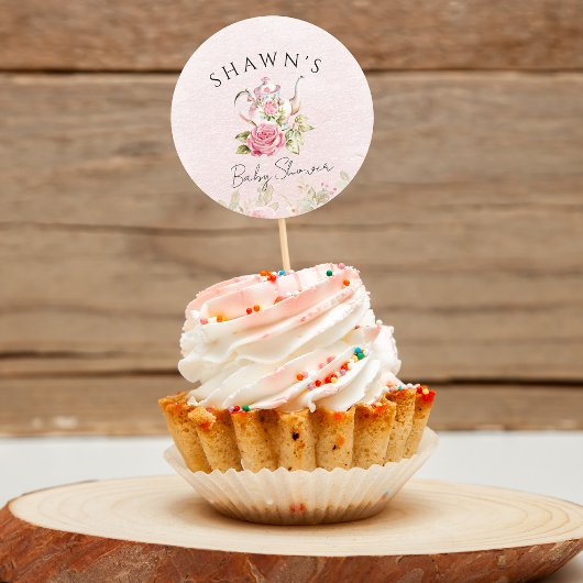 Waterverf Bloemen Tea Party Baby shower Ronde Sticker