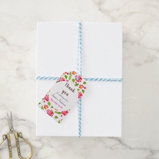 Waterverf Bloemen Tea Party Cadeaulabel (Met Touw)