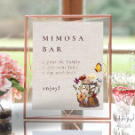 Waterverf Bloemen Tea Party Mimosa Bar Sign Poster<br><div class="desc">Het is tijd voor thee! Dit stijlvolle doucheontwerp heeft een  stijl theepot waterkoker geaccentueerd door waterverf wilde bloemen en groen. de achtergrond is een delicate faux linnen print.</div>