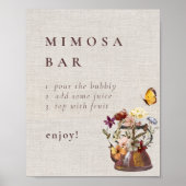 Waterverf Bloemen Tea Party Mimosa Bar Sign Poster (Voorkant)