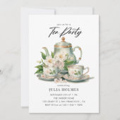 Waterverf Bloemen Teacup Tea Party Kaart (Voorkant)