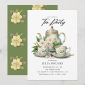 Waterverf Bloemen Teacup Tea Party Kaart (Voorkant / Achterkant)