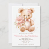 Waterverf Bloemen Teddy Bear Meisje Dop Kaart (Voorkant)