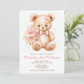 Waterverf Bloemen Teddy Bear Meisje Dop Kaart (Staand voorkant)