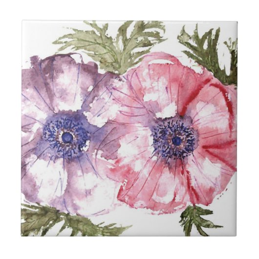 Waterverf bloemen tegeltje (Voorkant)