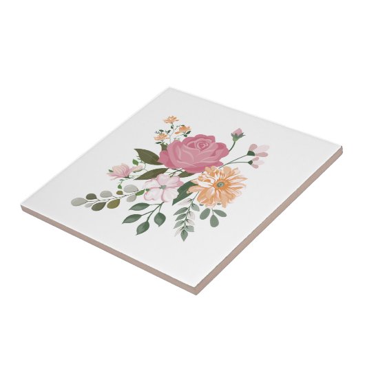 Waterverf bloemen tegeltje (Zijkant)