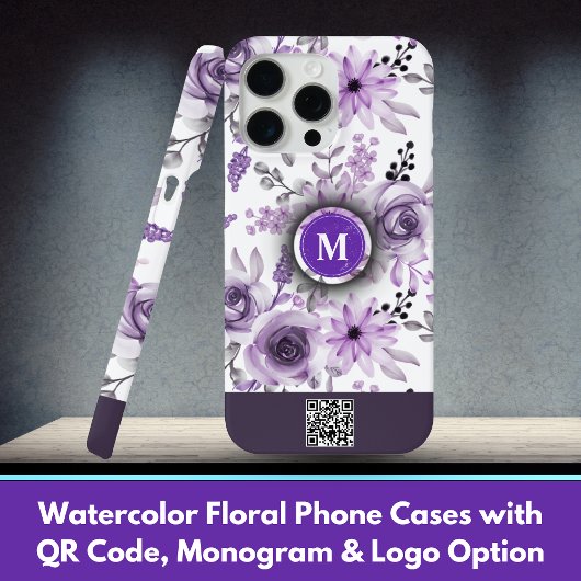 Waterverf Bloemen Telefoonhoesjes met QR-code, Mon Case-Mate iPhone Case