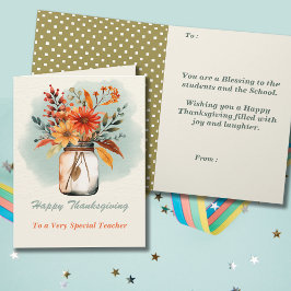 Waterverf Bloemen Thanksgiving Leraar Groet Kaart