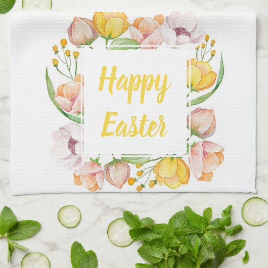 waterverf bloemen theedoek (Gevouwen)