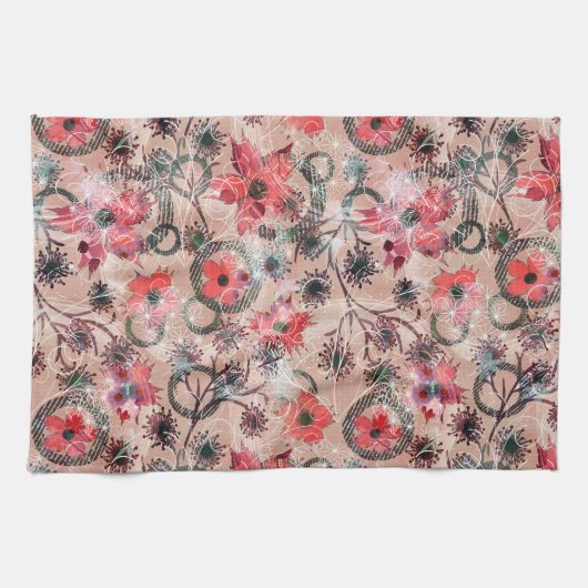 Waterverf, bloemen . theedoek (Horizontaal)