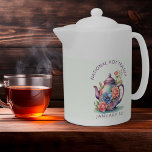 Waterverf Bloemen Theepot Nationale Hot Tea<br><div class="desc">Vier National Hot Tea Day met onze mooie  waterverf theepot,  elegant versierd met delicate roze en blauwe rozen. Dit unieke stuk vangt de essentie van warmte en rust,  waardoor het de perfecte aanvulling is op het collectie van elke theeliefhebber. Schattigee kleine theepot voor theeliefhebbers om te draag.</div>